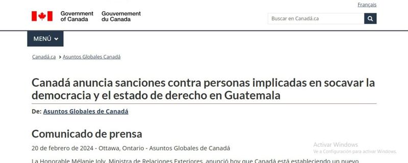 Estas sanciones están en línea con las de la Unión Europea y Estados Unidos, dirigidas a guatemaltecos antidemocráticos.