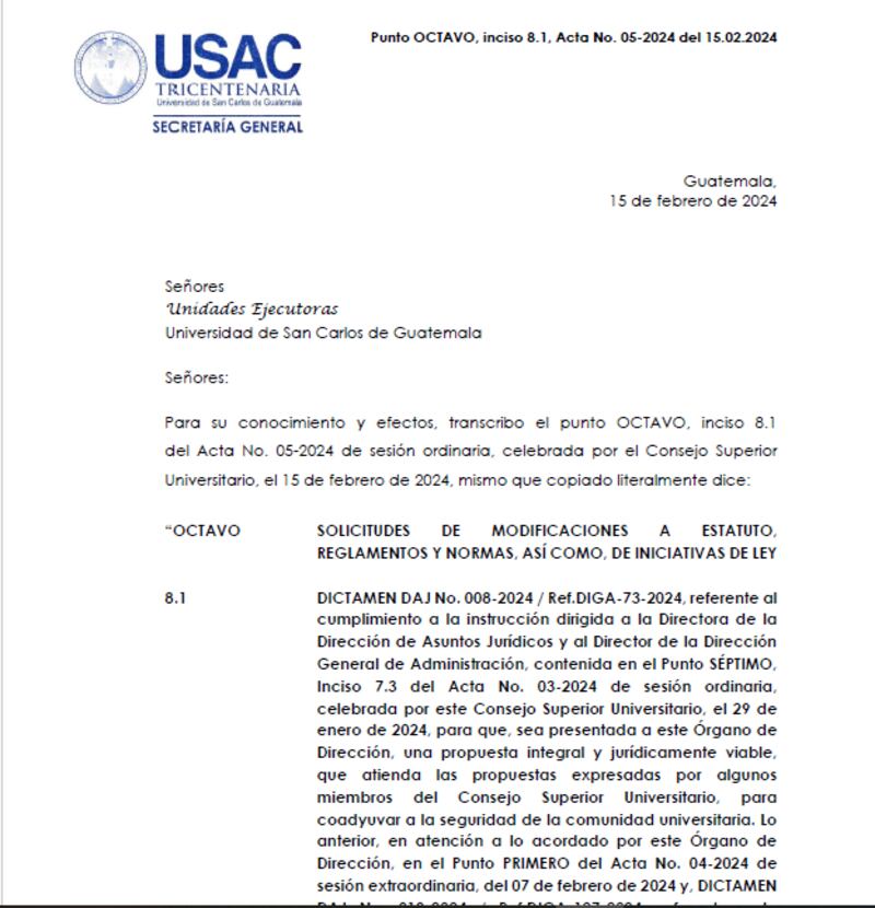 El listado detalla prohibiciones dentro de las instalaciones, con el fin de resguardar la integridad de estudiantes y catedráticos de la referida casa de estudio.