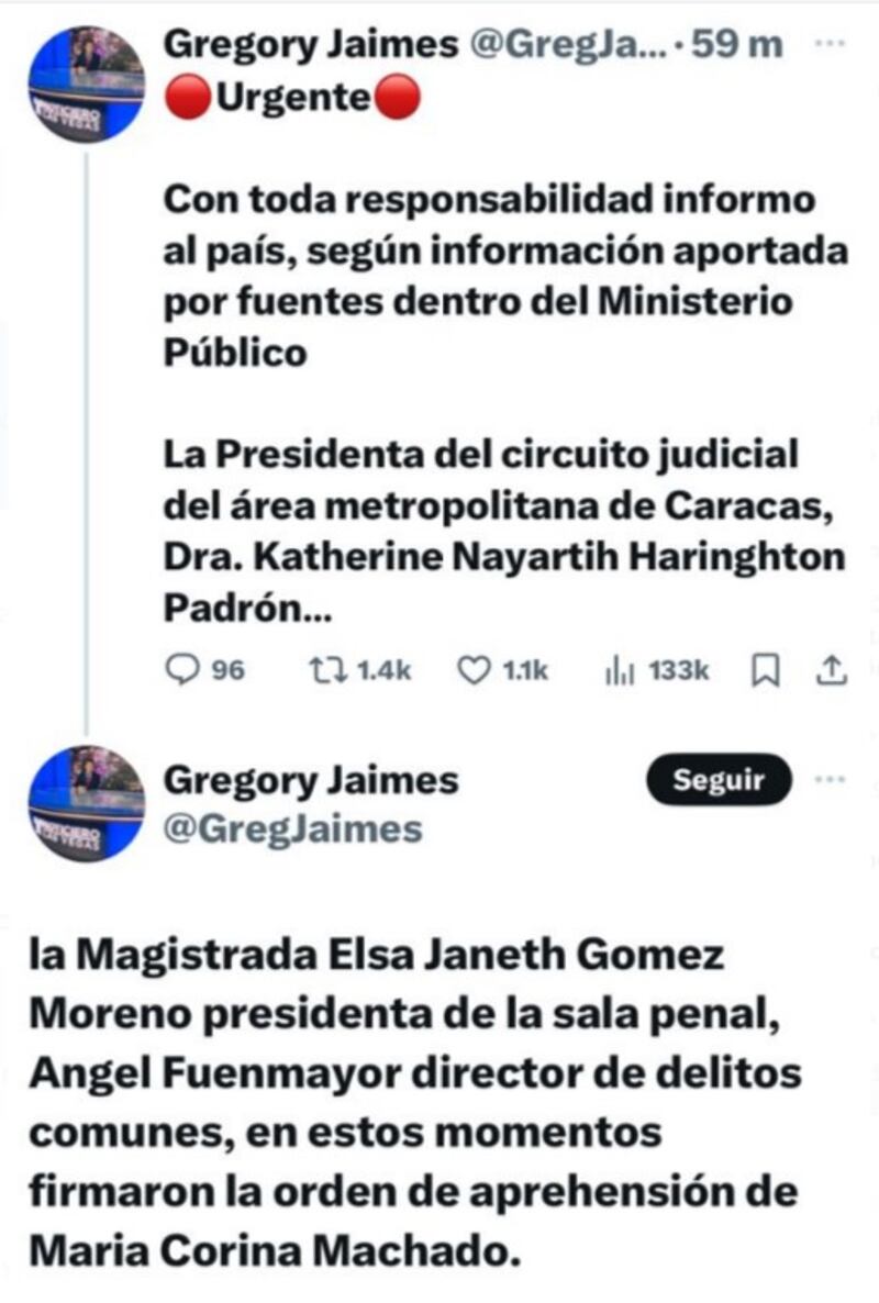 Gregory Jaimes borró sus mensajes de X