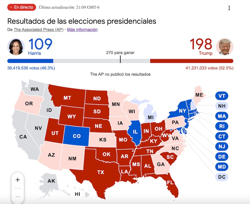 Mapa electoral de las elecciones de Estados Unidos