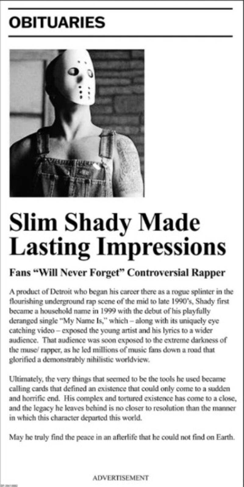 Obituario de Slim Shady.