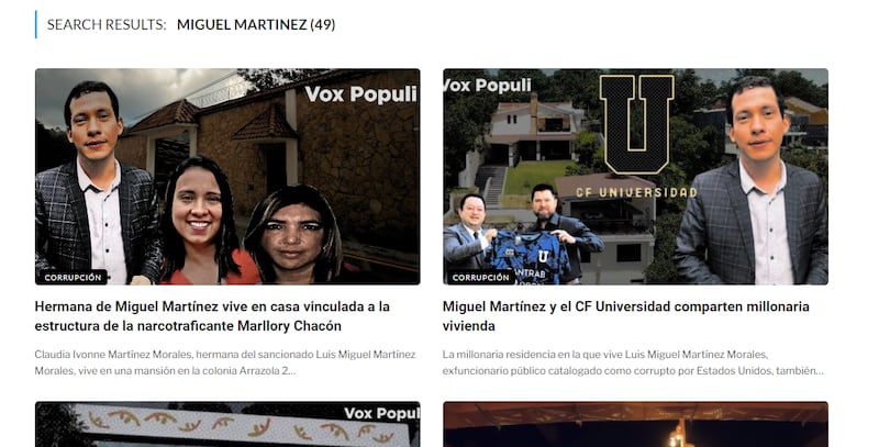 Captura del sitio web de Vox Populi.