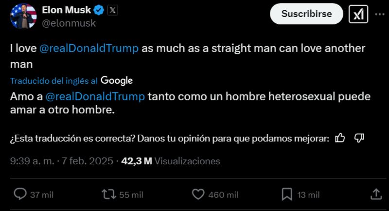 El polémico mensaje de amor de Elon Musk a Donald Trump