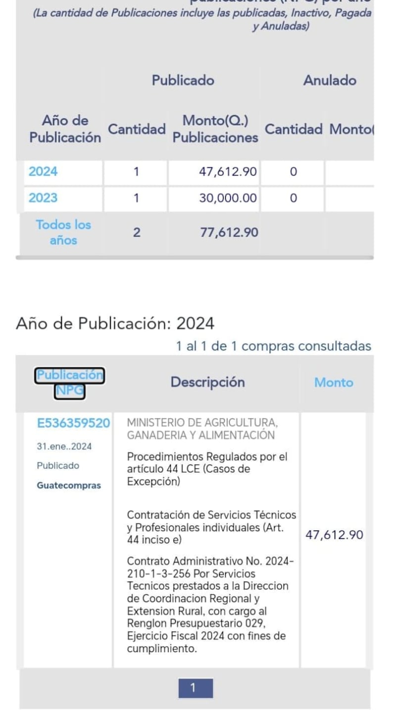 En Guatecompras se puede verificar la contratación.