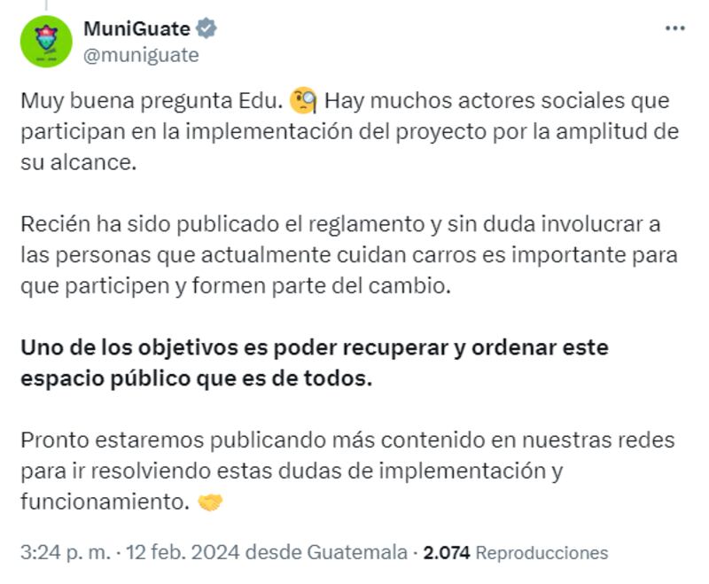 La comuna capitalina reiteró que su único objetivo es recuperar los espacios públicos que son de todos los guatemaltecos.